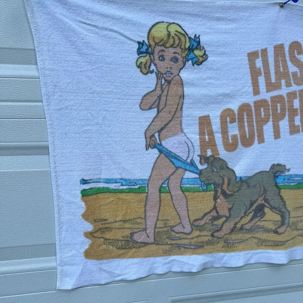 Coppertone Baby Sunscreen Vintage Beach Towel R.A. Briggs USA Made Advertisement